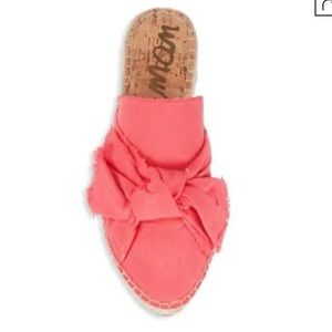 NWT Lynda Bow Espadrille Mules In Bright Coral